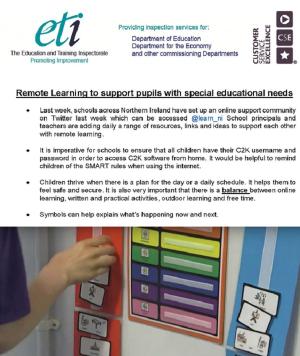 Remote learning to support pupils with special educational needs page Remote learning to support pupils with special educational needs cover page.
