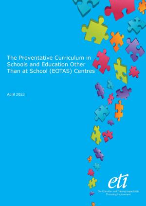 The preventative curriculum in schools and Education Other Than at School (EOTAS) centres Preventative Curriculum report front cover.