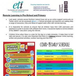 ETI Remote Learning in Pre-school and Primary page