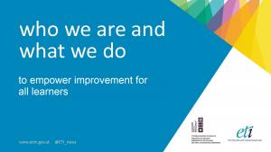 ETI corporate tile - who we are and what we do - to empower improvement for all learners.